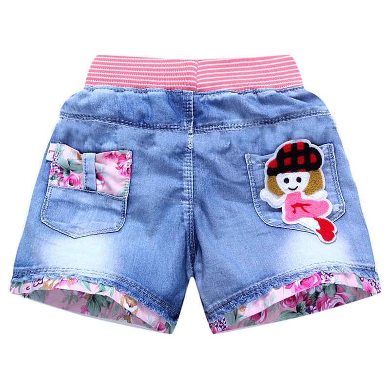 Sand Washed Denim Girls Shorts Girls Baby Outer Wear Thin Section