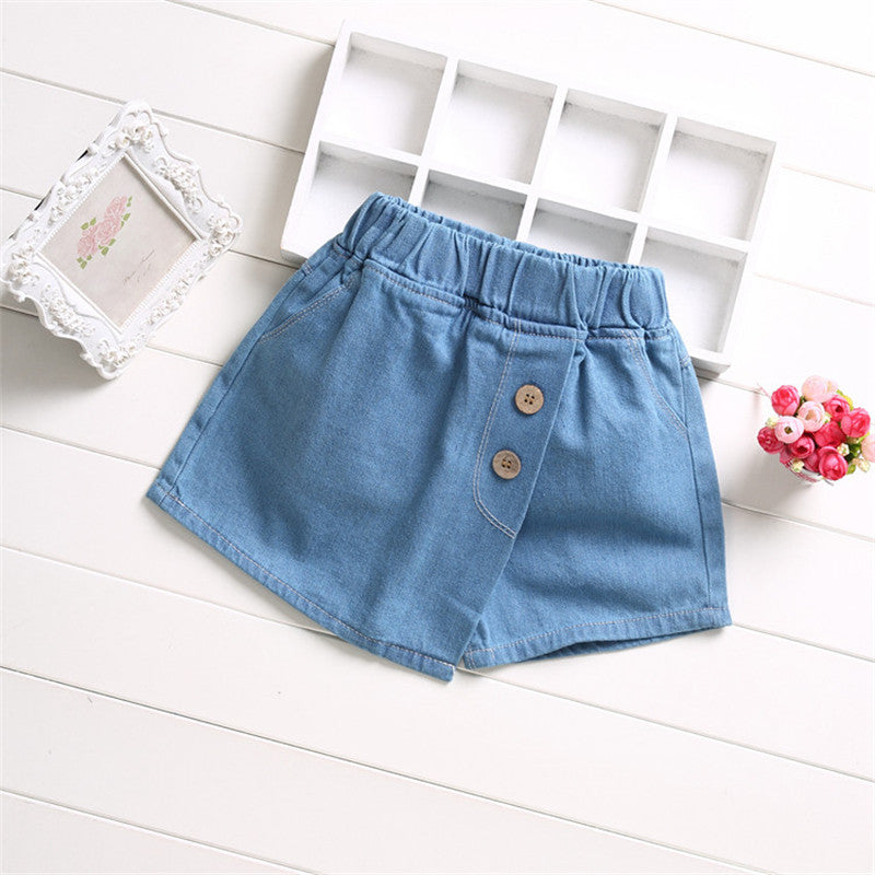 Sand Washed Denim Girls Shorts Girls Baby Outer Wear Thin Section