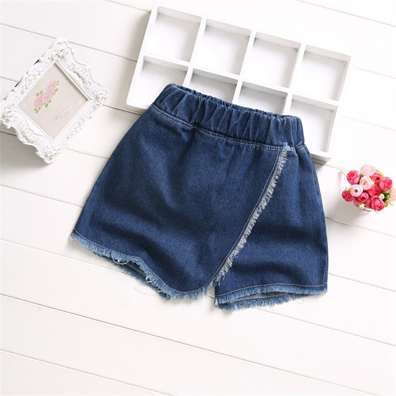 Sand Washed Denim Girls Shorts Girls Baby Outer Wear Thin Section