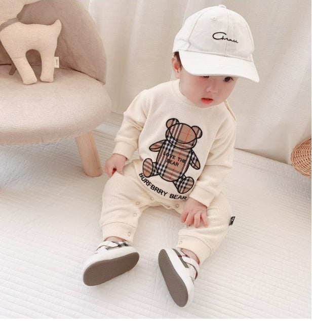 Baby Onesies Boys Baby Rompers Trendy Fans Infant Children'S Wear Girls' Rompers Plaid Children'S Jumpsuits Bears