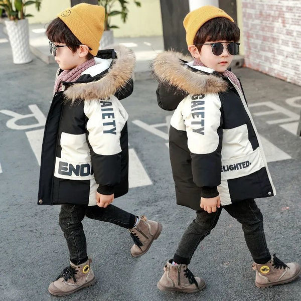 Western Style Boys Winter Clothing Cotton Coat Baby Winter Cotton Padded Fleece Lined Padded Warm Keeping Coat Children's Cotton Wear