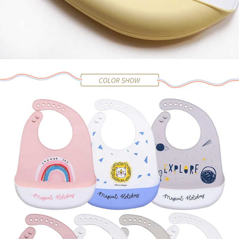 Designed Newborns Bibs For Children Fashionable Feeding Soft Silicone Saliva Towel Cartoon Waterproof Kids Bibs Baby Stuff