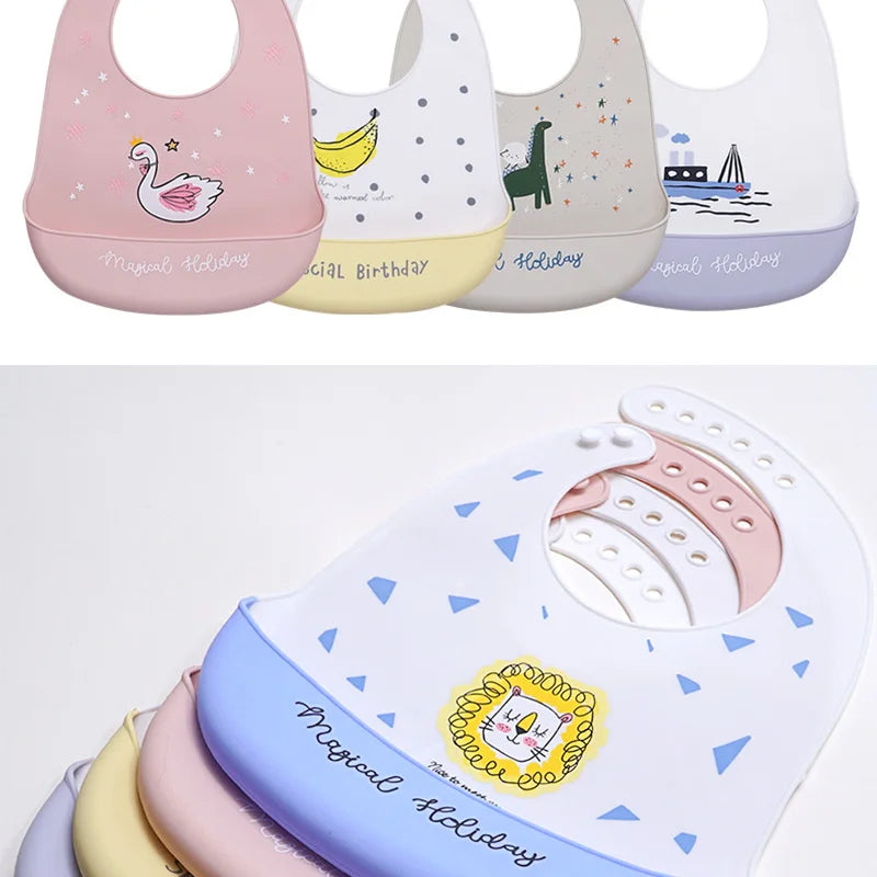 Designed Newborns Bibs For Children Fashionable Feeding Soft Silicone Saliva Towel Cartoon Waterproof Kids Bibs Baby Stuff