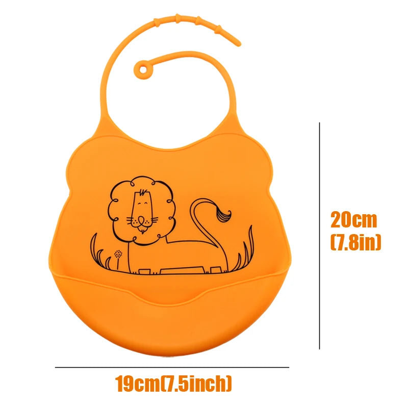 Baby Bibs Easi Roll Up Waterproof Anti oil Soft Silicone Crumb Drip Catcher Easy Wipes Children Leak-Proof Feeding  Mouth Pocket