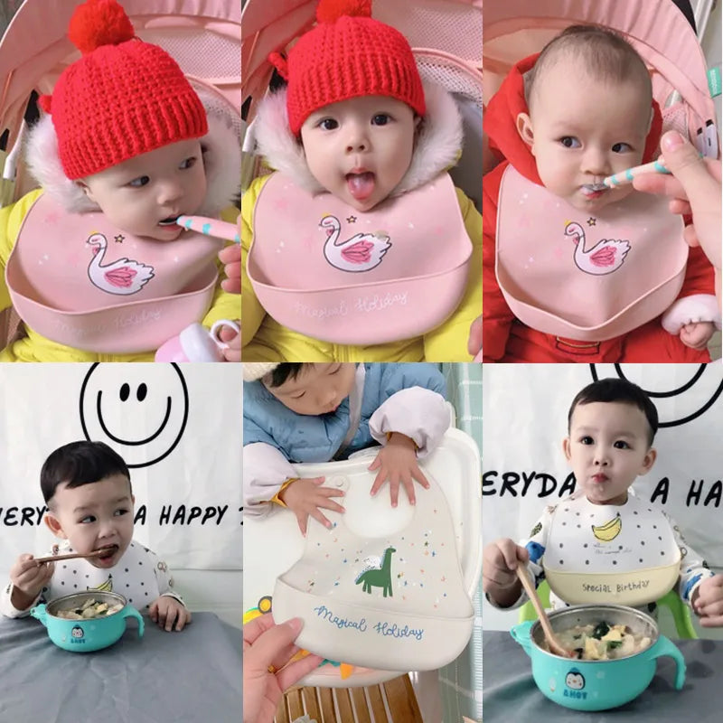 Designed Newborns Bibs For Children Fashionable Feeding Soft Silicone Saliva Towel Cartoon Waterproof Kids Bibs Baby Stuff