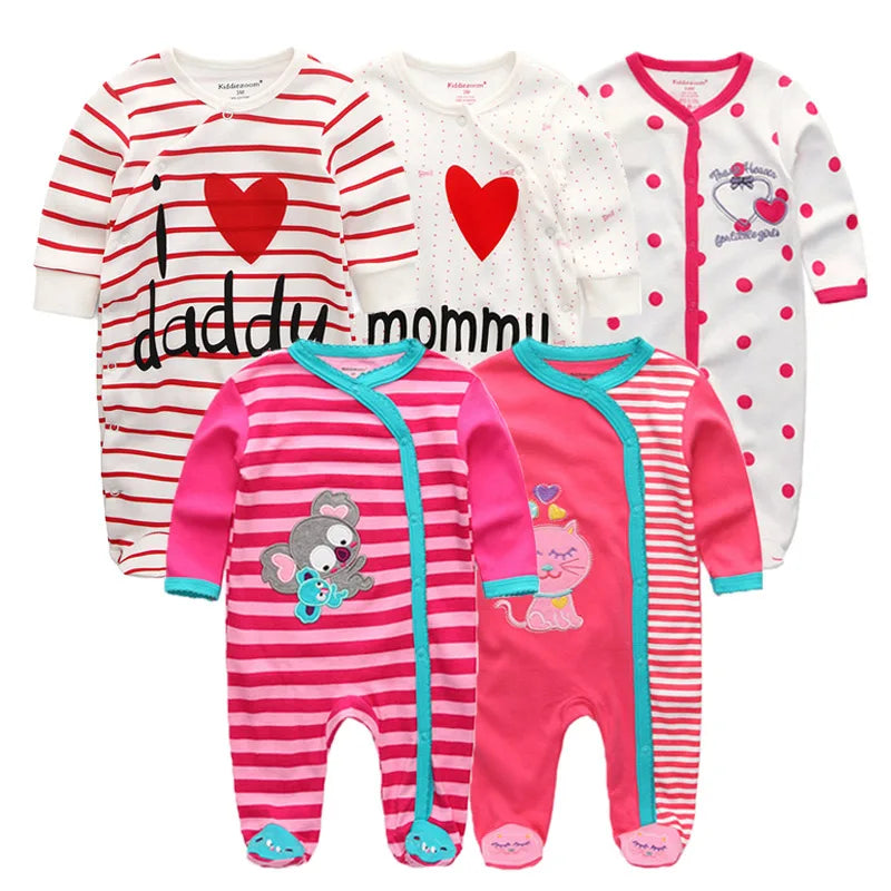 5Pcs/set Baby Girl Clothes 0-12Months Newbron Baby Clothing Unisex Baby Clothes Jumpsuit Baby Boy Rompers Roupas de bebe Pajamas