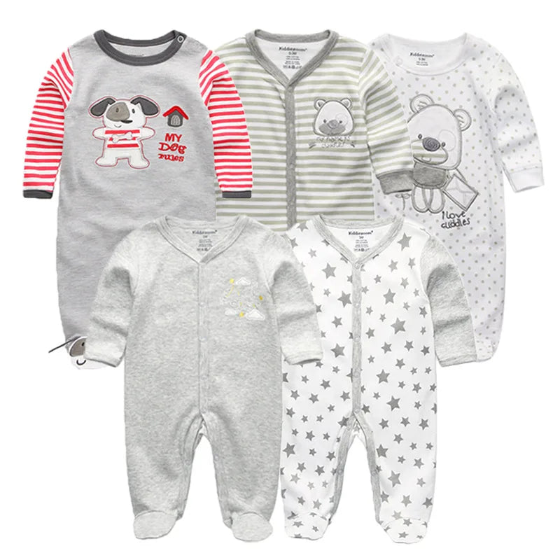 5Pcs/set Baby Girl Clothes 0-12Months Newbron Baby Clothing Unisex Baby Clothes Jumpsuit Baby Boy Rompers Roupas de bebe Pajamas