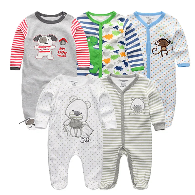 5Pcs/set Baby Girl Clothes 0-12Months Newbron Baby Clothing Unisex Baby Clothes Jumpsuit Baby Boy Rompers Roupas de bebe Pajamas