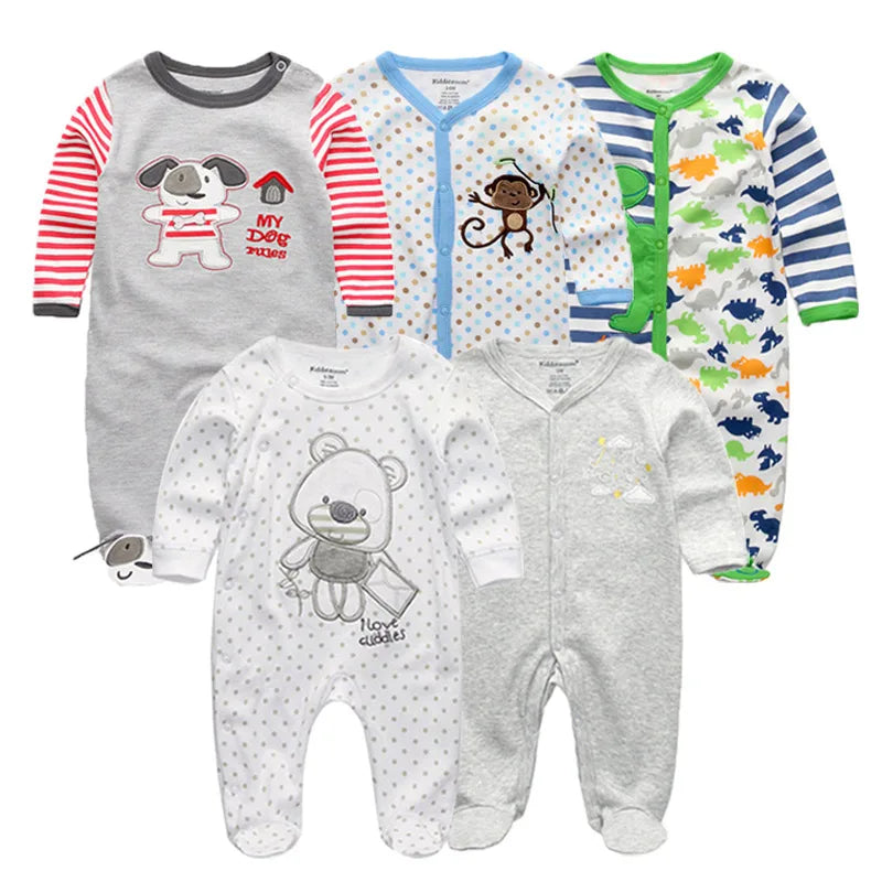 5Pcs/set Baby Girl Clothes 0-12Months Newbron Baby Clothing Unisex Baby Clothes Jumpsuit Baby Boy Rompers Roupas de bebe Pajamas