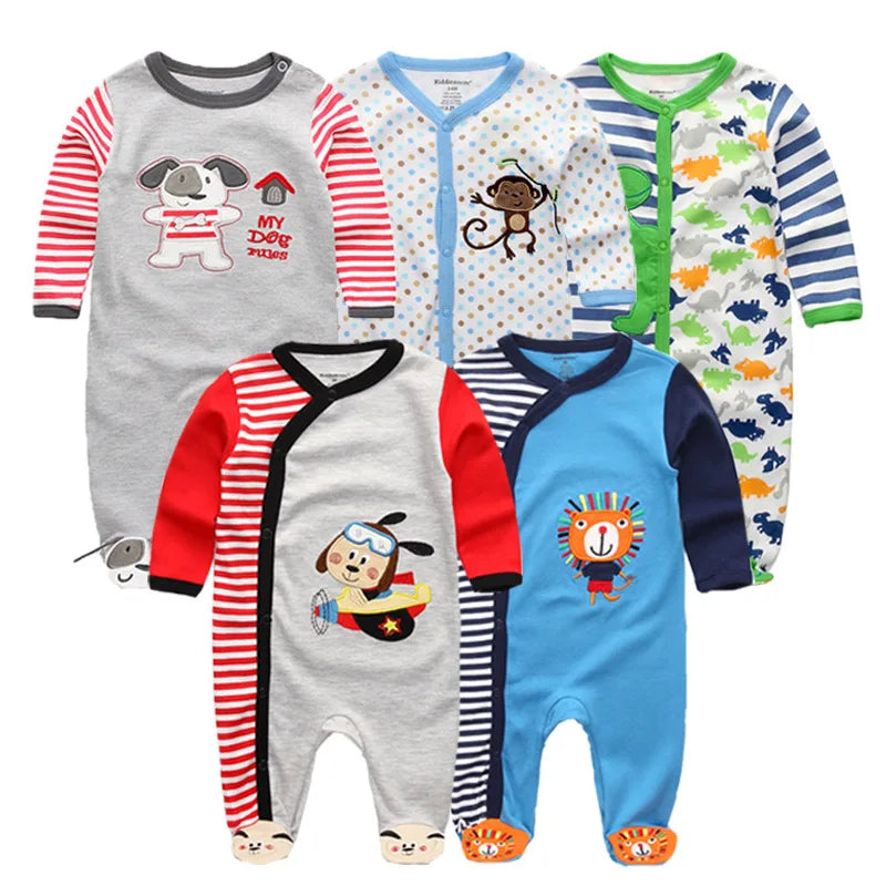 5Pcs/set Baby Girl Clothes 0-12Months Newbron Baby Clothing Unisex Baby Clothes Jumpsuit Baby Boy Rompers Roupas de bebe Pajamas