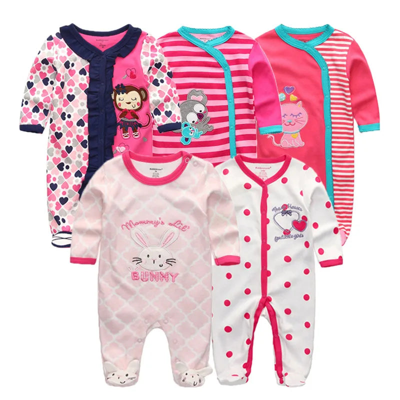 5Pcs/set Baby Girl Clothes 0-12Months Newbron Baby Clothing Unisex Baby Clothes Jumpsuit Baby Boy Rompers Roupas de bebe Pajamas