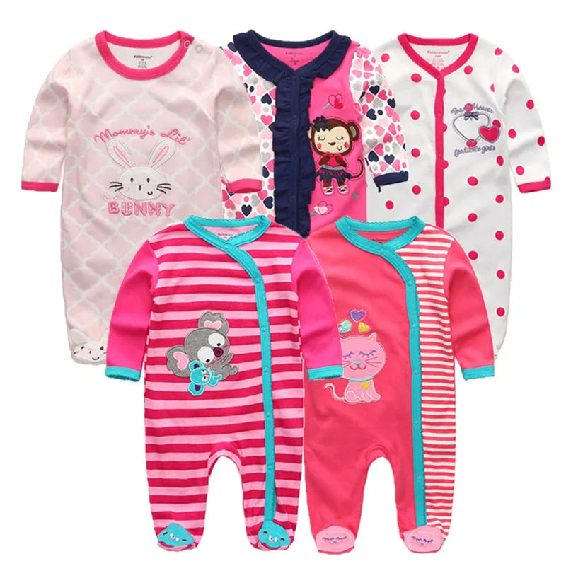 5Pcs/set Baby Girl Clothes 0-12Months Newbron Baby Clothing Unisex Baby Clothes Jumpsuit Baby Boy Rompers Roupas de bebe Pajamas