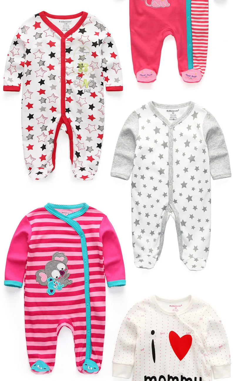 5Pcs/set Baby Girl Clothes 0-12Months Newbron Baby Clothing Unisex Baby Clothes Jumpsuit Baby Boy Rompers Roupas de bebe Pajamas