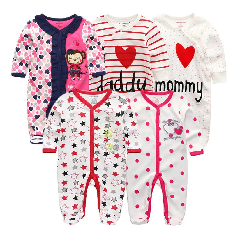 5Pcs/set Baby Girl Clothes 0-12Months Newbron Baby Clothing Unisex Baby Clothes Jumpsuit Baby Boy Rompers Roupas de bebe Pajamas