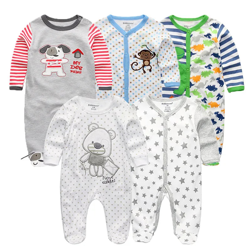 5Pcs/set Baby Girl Clothes 0-12Months Newbron Baby Clothing Unisex Baby Clothes Jumpsuit Baby Boy Rompers Roupas de bebe Pajamas