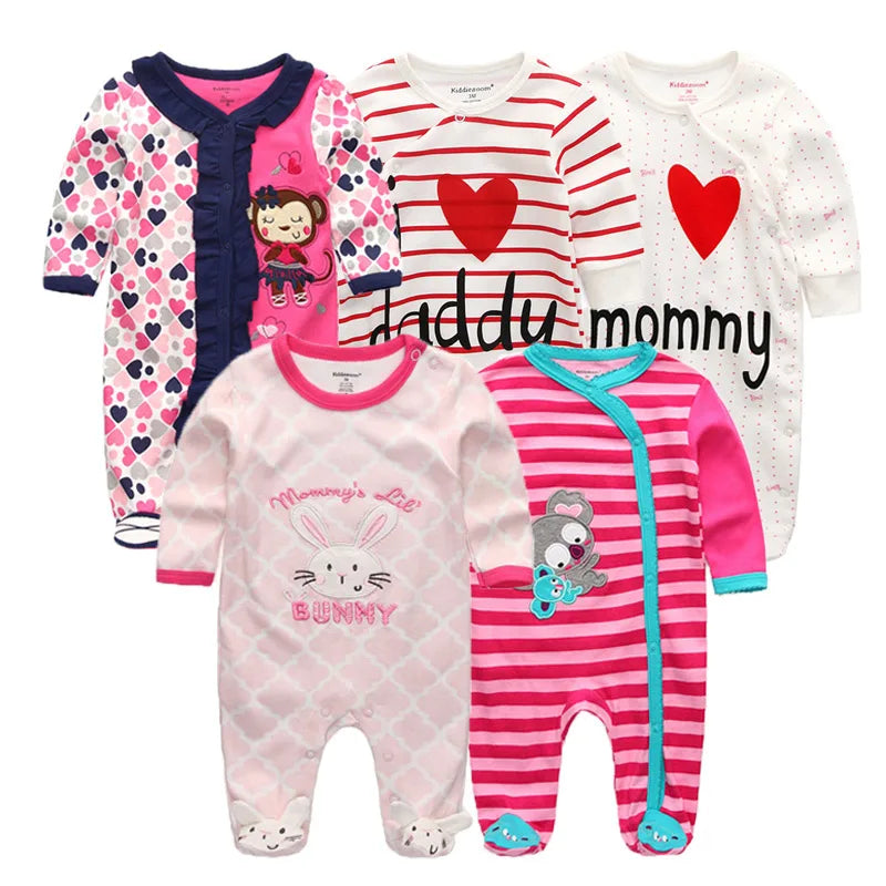 5Pcs/set Baby Girl Clothes 0-12Months Newbron Baby Clothing Unisex Baby Clothes Jumpsuit Baby Boy Rompers Roupas de bebe Pajamas