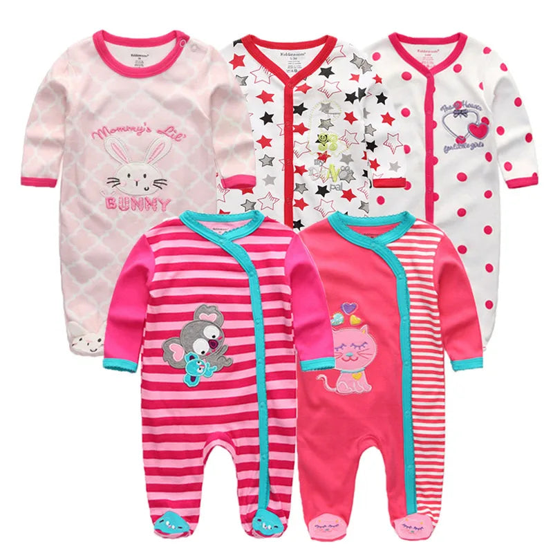 5Pcs/set Baby Girl Clothes 0-12Months Newbron Baby Clothing Unisex Baby Clothes Jumpsuit Baby Boy Rompers Roupas de bebe Pajamas