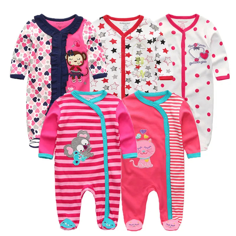 5Pcs/set Baby Girl Clothes 0-12Months Newbron Baby Clothing Unisex Baby Clothes Jumpsuit Baby Boy Rompers Roupas de bebe Pajamas