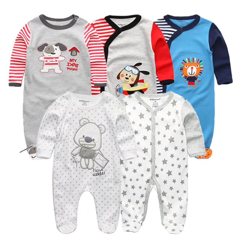 5Pcs/set Baby Girl Clothes 0-12Months Newbron Baby Clothing Unisex Baby Clothes Jumpsuit Baby Boy Rompers Roupas de bebe Pajamas