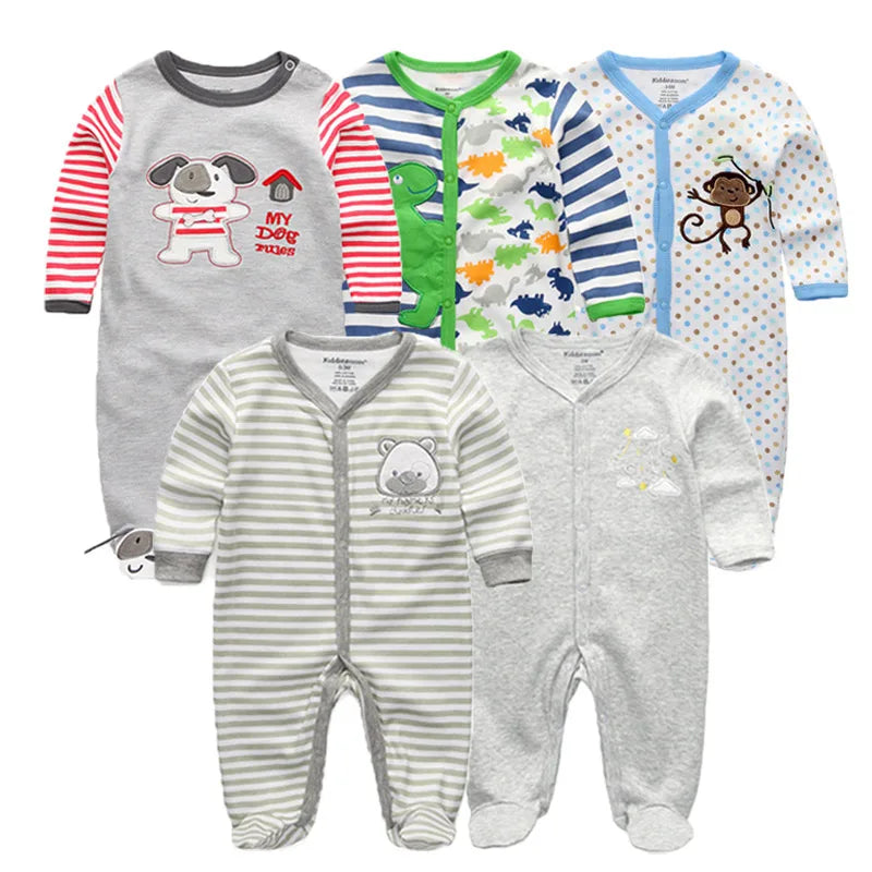 5Pcs/set Baby Girl Clothes 0-12Months Newbron Baby Clothing Unisex Baby Clothes Jumpsuit Baby Boy Rompers Roupas de bebe Pajamas