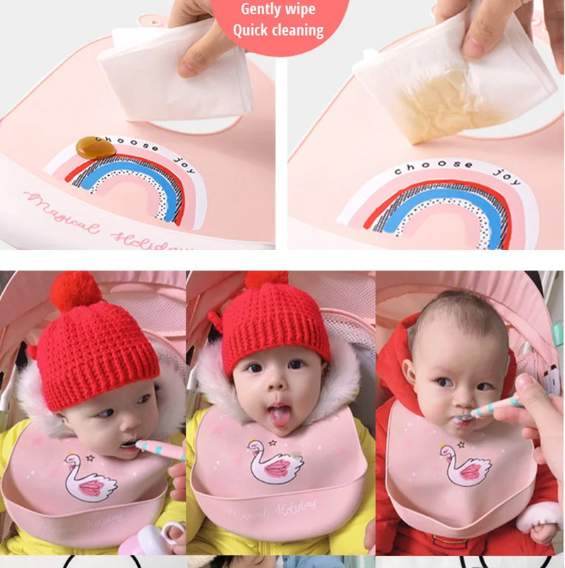 Designed Newborns Bibs For Children Fashionable Feeding Soft Silicone Saliva Towel Cartoon Waterproof Kids Bibs Baby Stuff