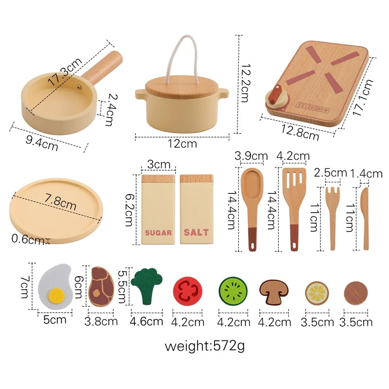 Wooden Children Montessori Toy Teapot Teacup Simulation Kitchen Utensil  BPA Free Silicone Kid Education Pretend Play Toy Gift