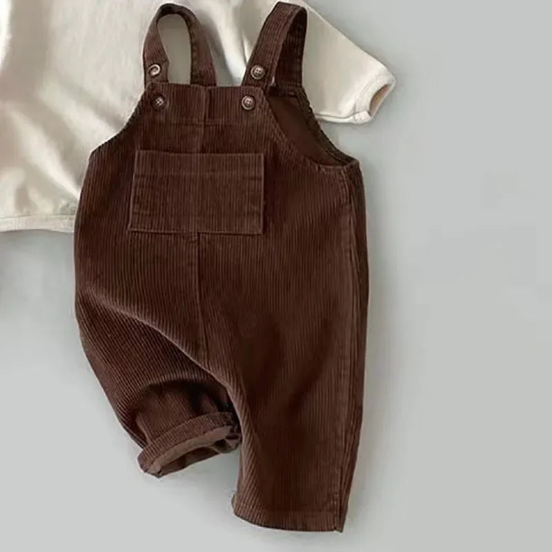 New Spring Toddler Baby Boys Girls Solid Corduroy Suspander Romper Soft Kids Basic Playsuit Jumpsuit Clothing