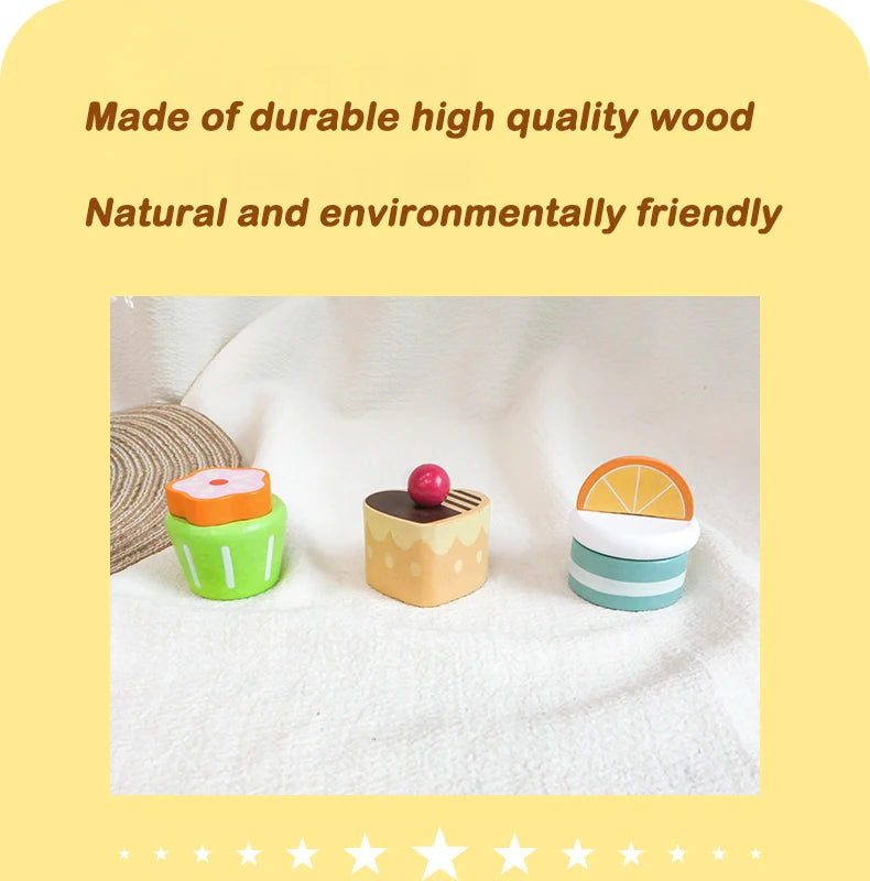 Wooden Kitchen Pretend Play Set Montessori Simulation Plates Dishes Accessories Kitchen Playset Toy for Toddlers Gifts Ages 3+