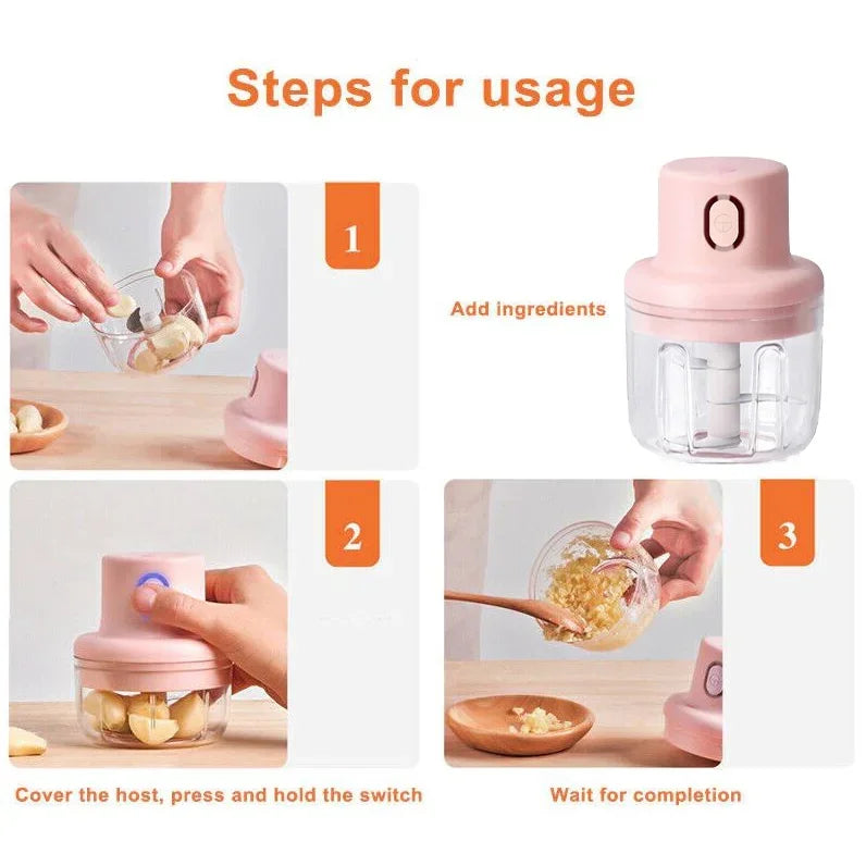 Mini Electric Garlic Chopper Meat Grinder Garlic Masher Machine Sturdy Durable Crushed Ginger Vegetable Crusher Baby Food Maker