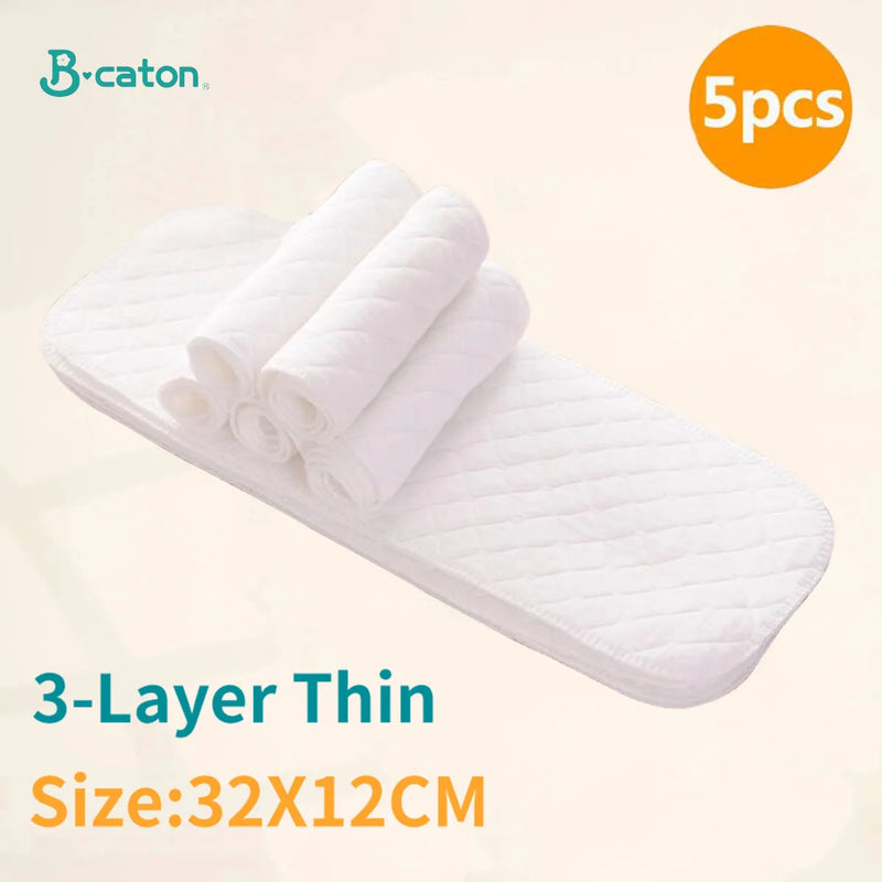 10pcs/5pcs Baby Reusable Diaper Washable Ecological Cotton Diapers 3/6-layer Cloth Nappies for Children Breathable Absorbent