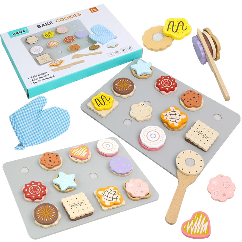 Wooden Kitchen Pretend Play Set Montessori Simulation Plates Dishes Accessories Kitchen Playset Toy for Toddlers Gifts Ages 3+