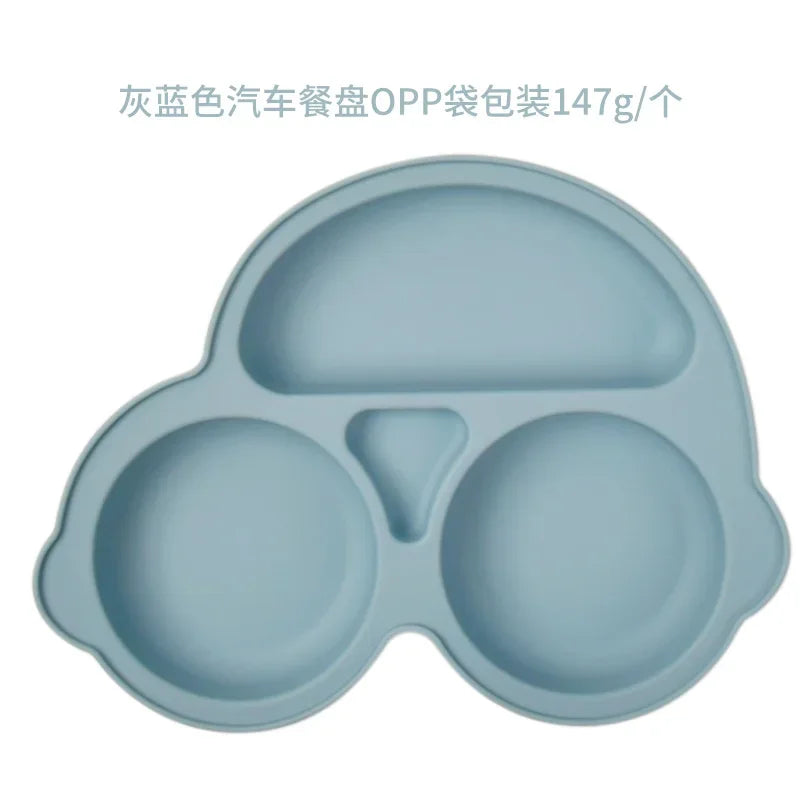 Baby Safe Silicone Dining Plate Suction Cartoon Children Dishes Feeding Toddler Training Tableware Retro Kids Smile Face Bowl