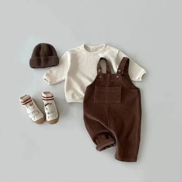 New Spring Toddler Baby Boys Girls Solid Corduroy Suspander Romper Soft Kids Basic Playsuit Jumpsuit Clothing