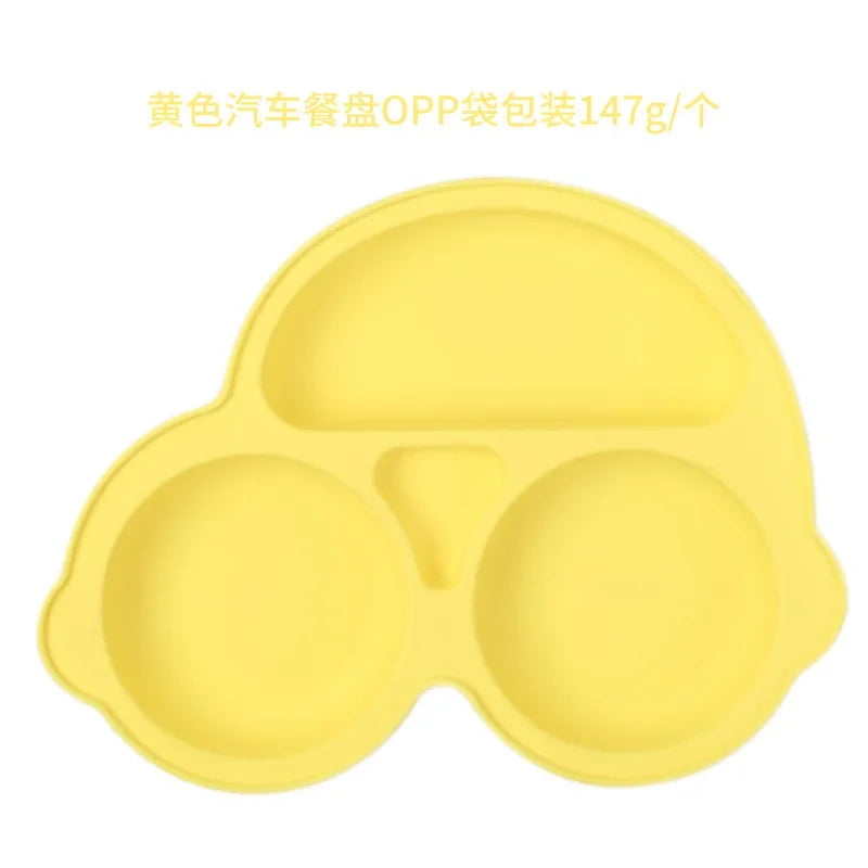 Baby Safe Silicone Dining Plate Suction Cartoon Children Dishes Feeding Toddler Training Tableware Retro Kids Smile Face Bowl