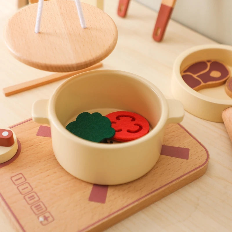 Wooden Children Montessori Toy Teapot Teacup Simulation Kitchen Utensil  BPA Free Silicone Kid Education Pretend Play Toy Gift